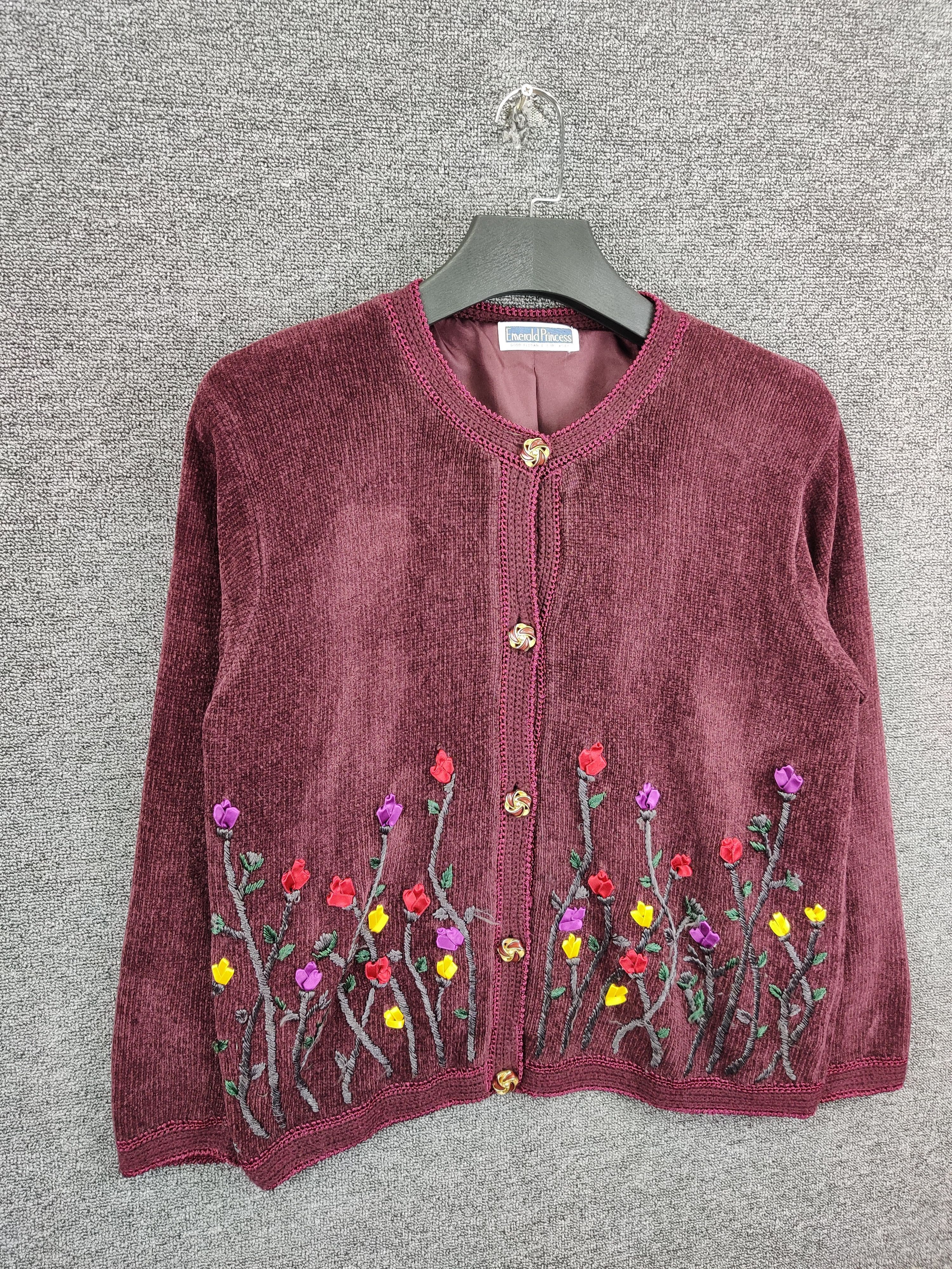 Japanese Brand Vintage Emrald Princess Embroidery Floral Cardigan Size US M / EU 48-50 / 2 - 4 Thumbnail