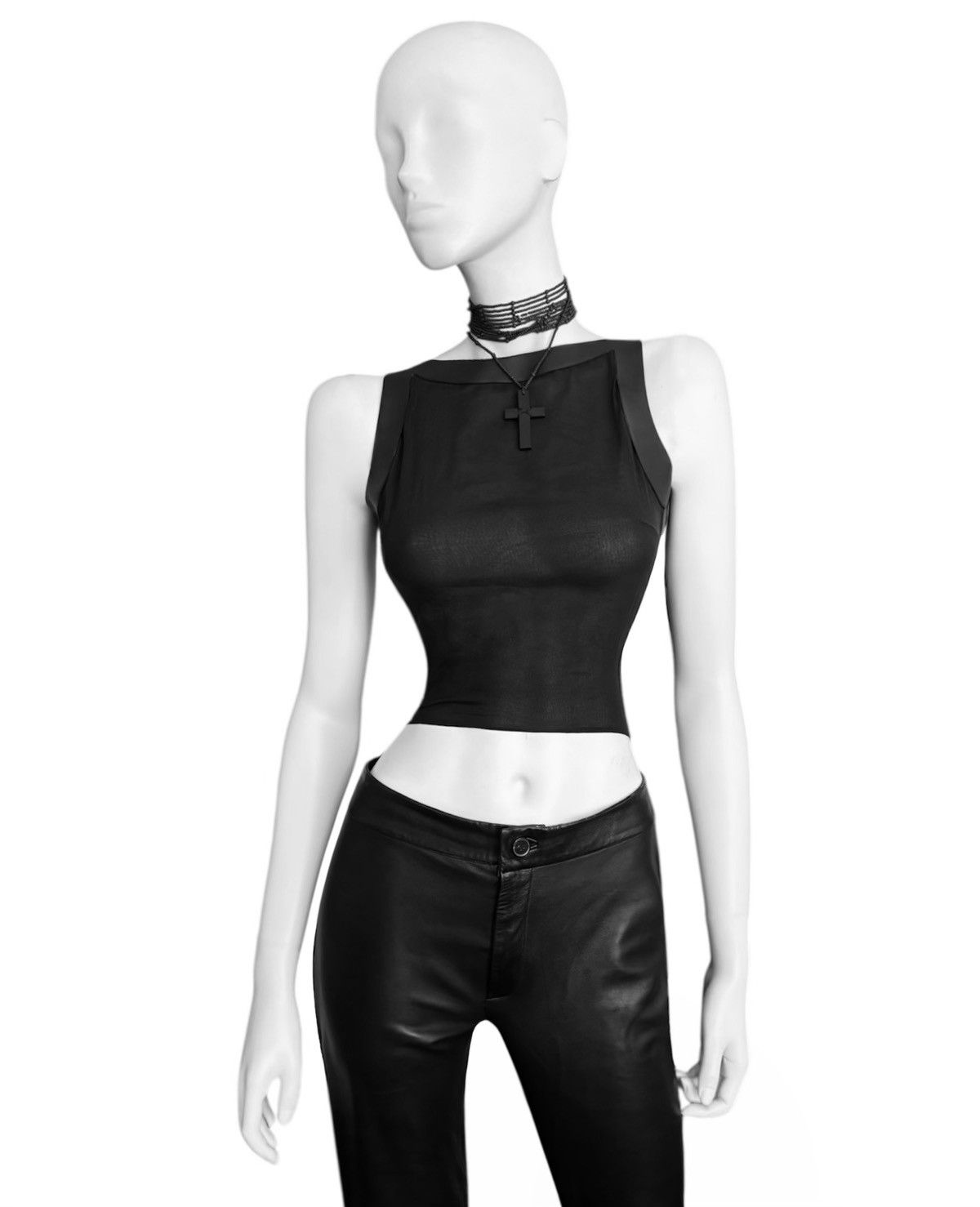 Gucci Gucci by Tom Ford S/S 1999 Runway Silk & Leather Blouse Size S / US 4 / IT 40 - 1 Thumbnail