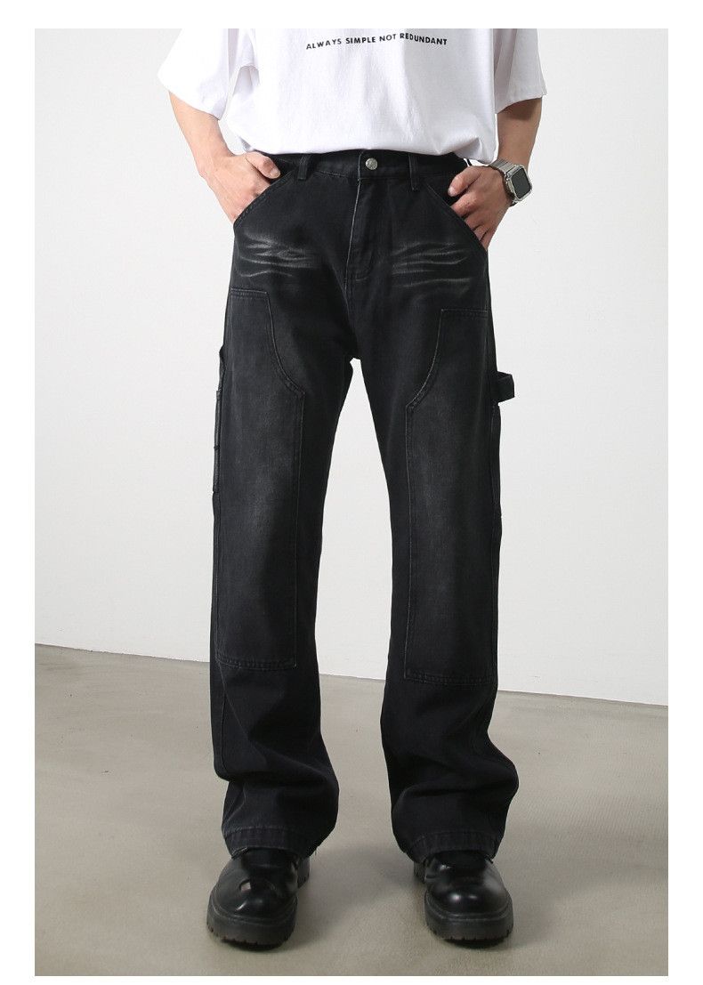 American retro stitching casual flared loose jeans