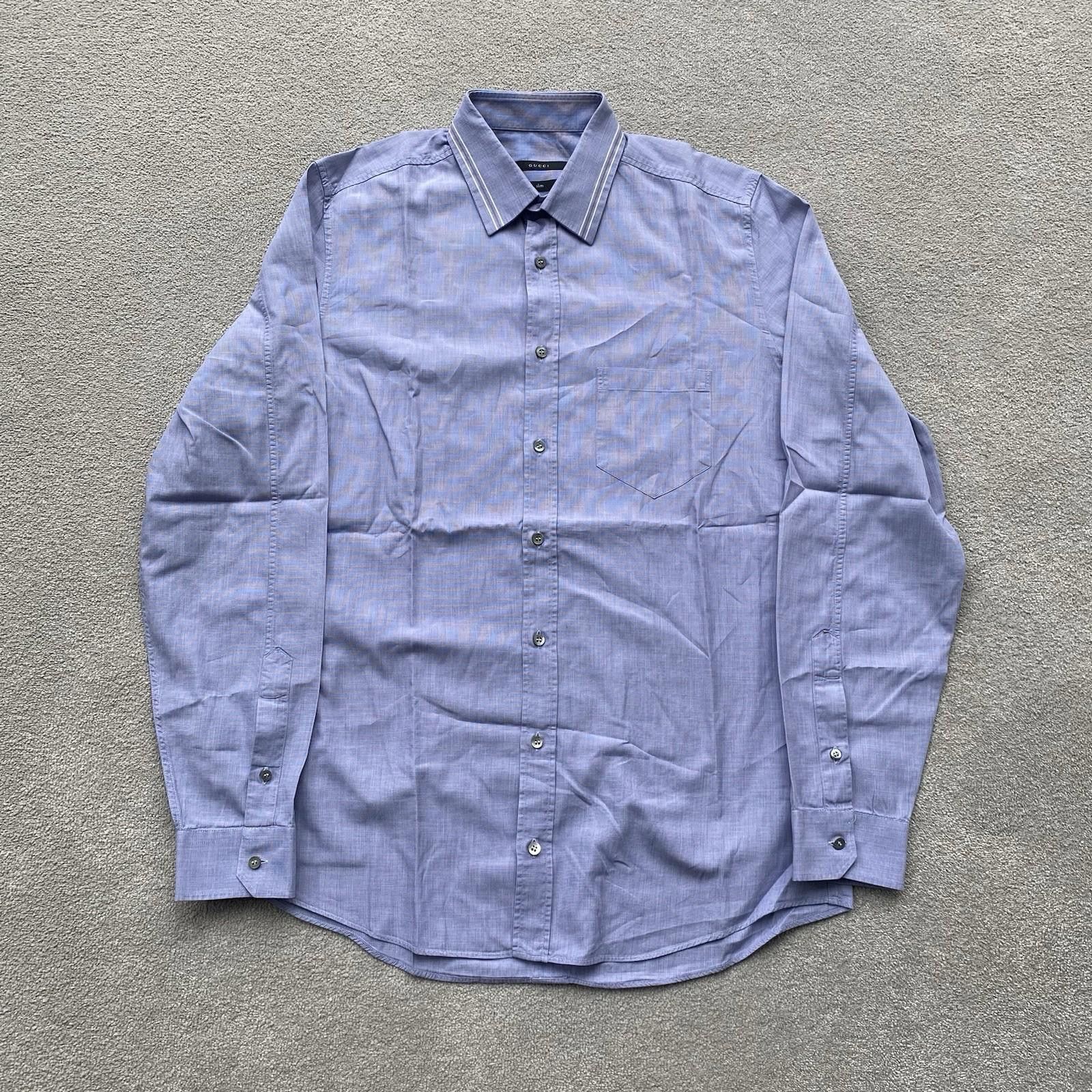 Gucci Gucci Men’s Button Up Shirt Blue Size 40/15.75 Size US M / EU 48-50 / 2 - 1 Thumbnail