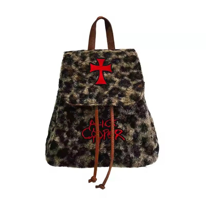 Other Leopard Punk Goth Embroidery Small Streetwear Cross Backpack Size ONE SIZE - 3 Thumbnail