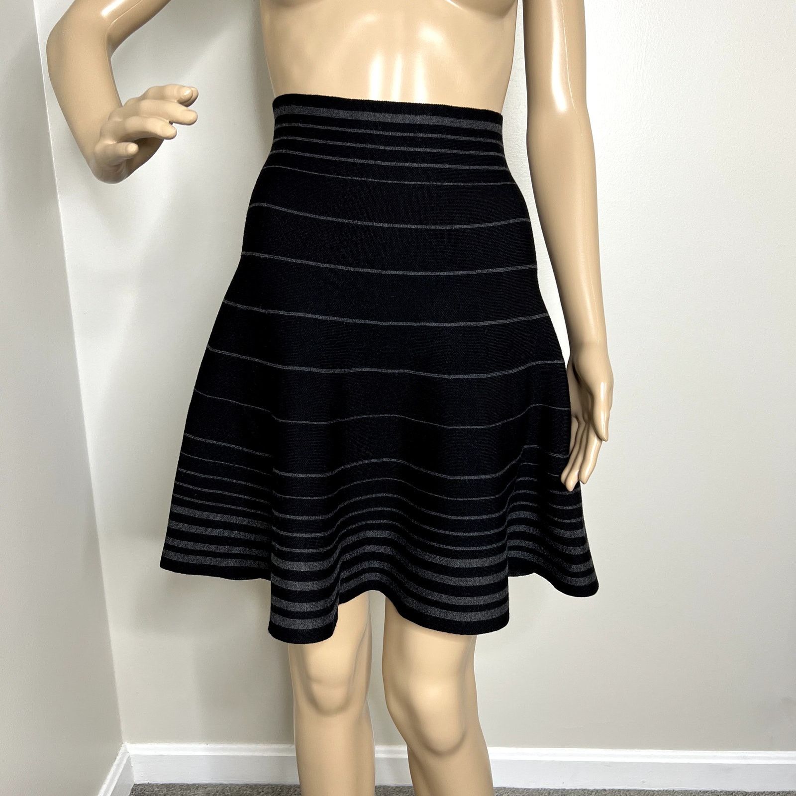 Other Max Studio Black Striped High Waist Pencil Skirt Size 28" / US 6 / IT 42 - 6 Thumbnail