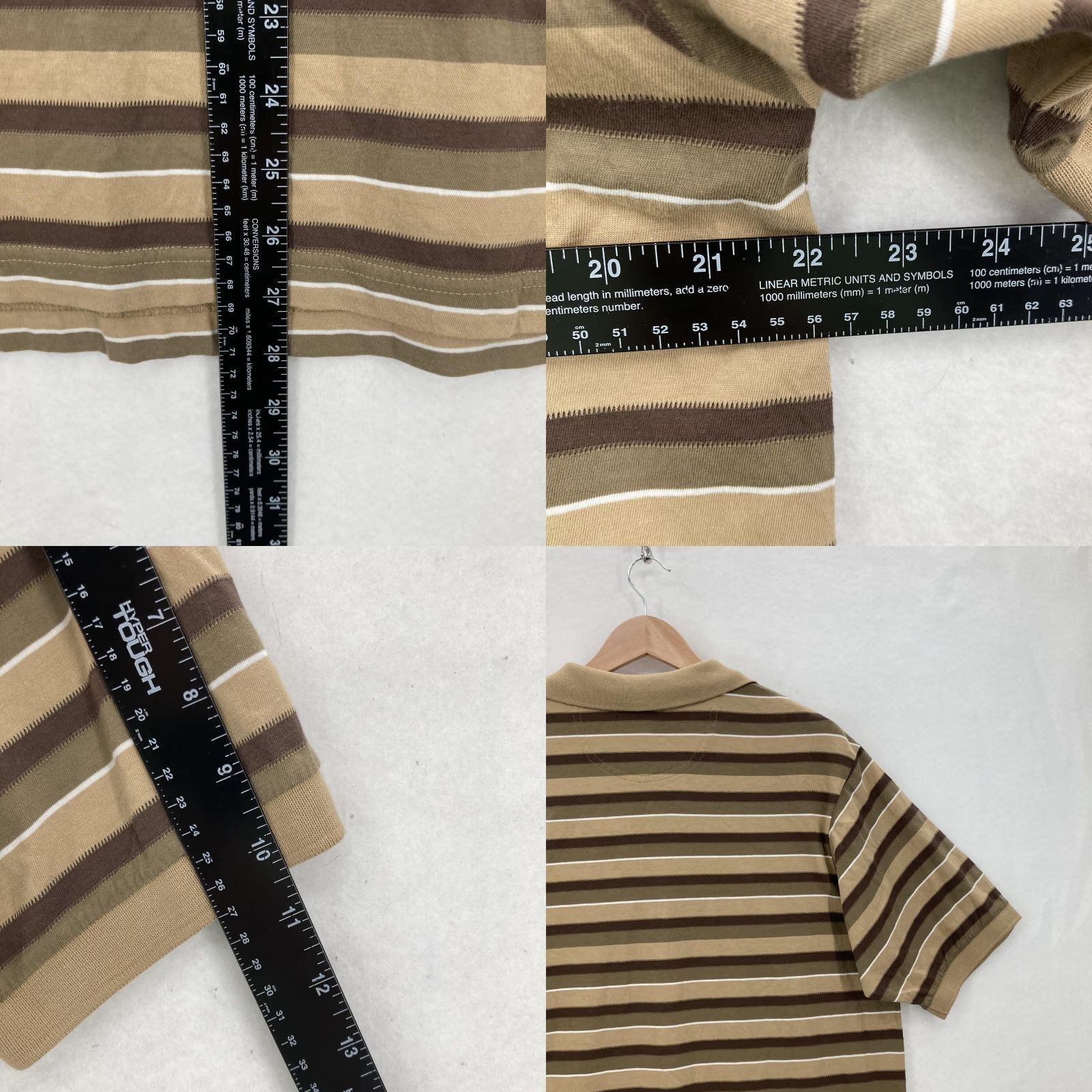 Cremieux Daniel Cremieux Polo Shirt Mens M Khaki Brown Stripe Tailored Fit Cotton Size US M / EU 48-50 / 2 - 8 Thumbnail
