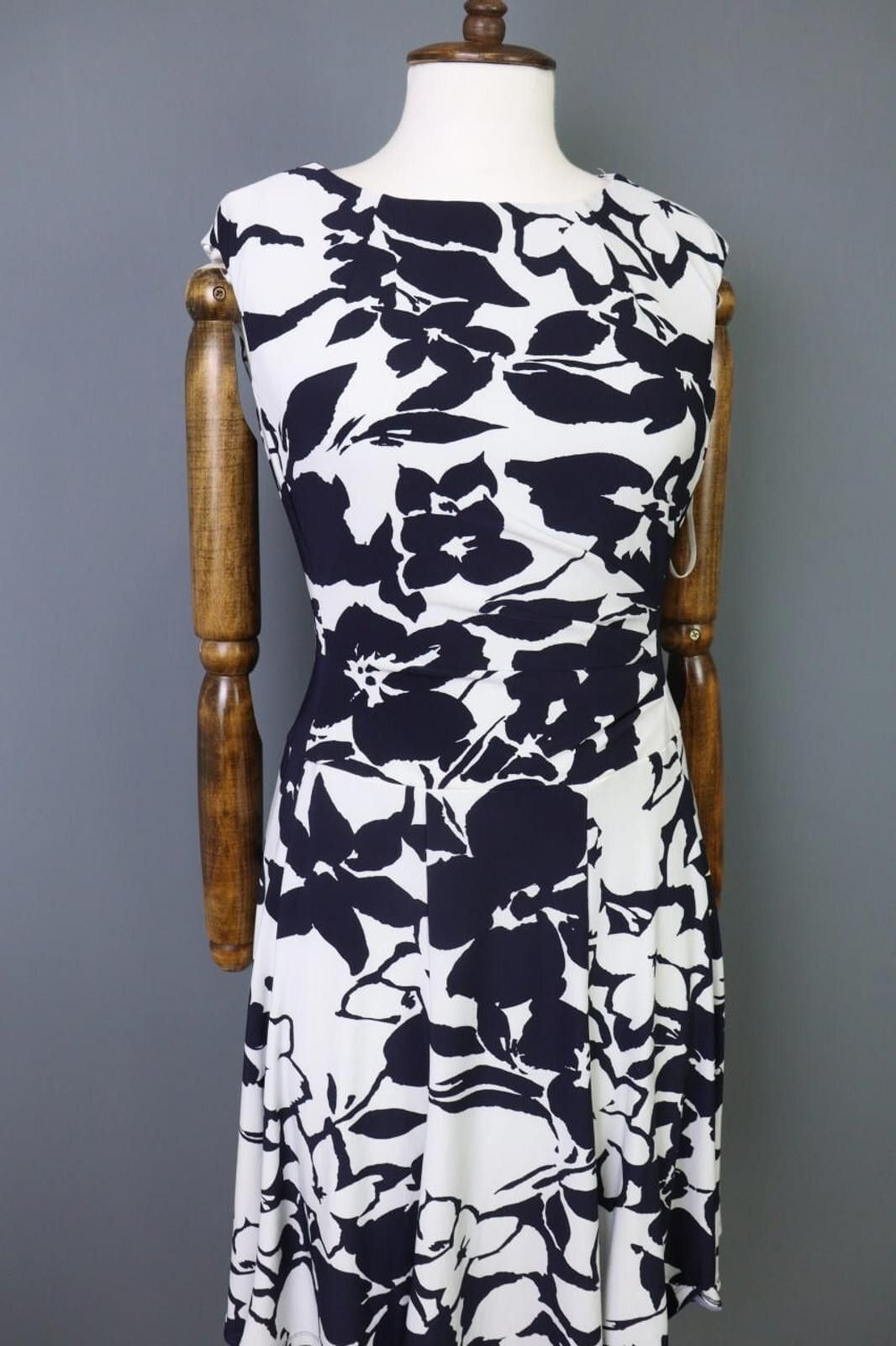 Polo Ralph Lauren Lauren Ralph Lauren White/Black Floral Business Dress Size 6 Size M / US 6-8 / IT 42-44 - 7 Thumbnail
