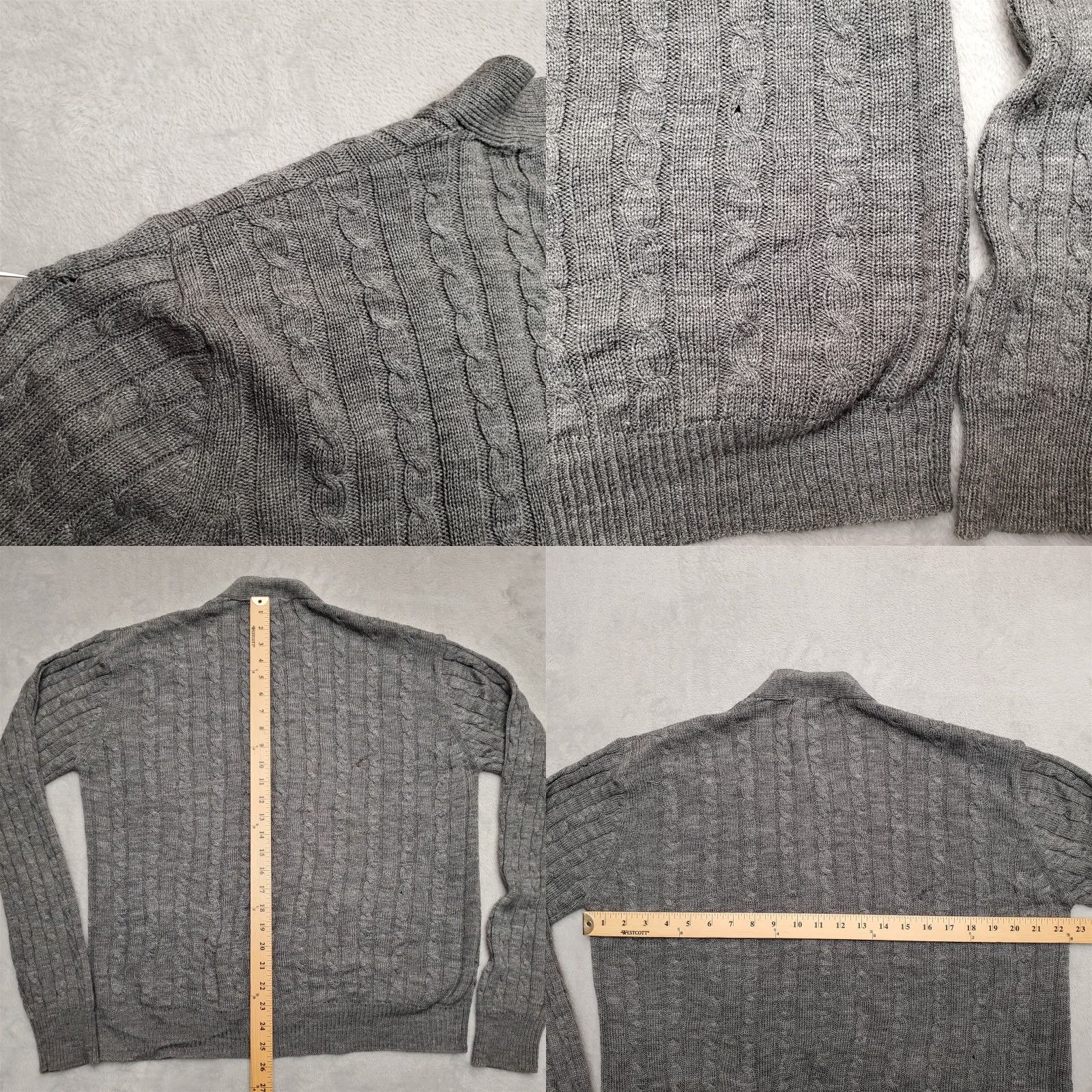 Vintage VTG Bengal Lancer Sweater Mens Large Gray Cable Knit Cardigan Grunge Kurt Cobain Size US L / EU 52-54 / 3 - 8 Thumbnail