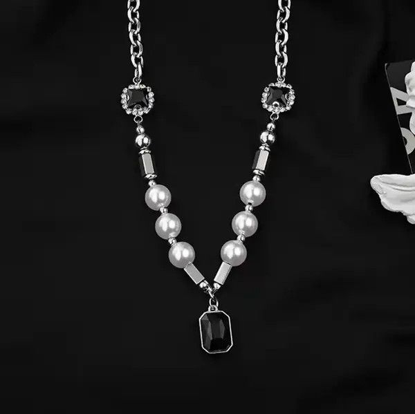 Jewelry Tamaki x Yoko Black Rhinestones Pendant Pearl Necklace Size ONE SIZE - 3 Thumbnail
