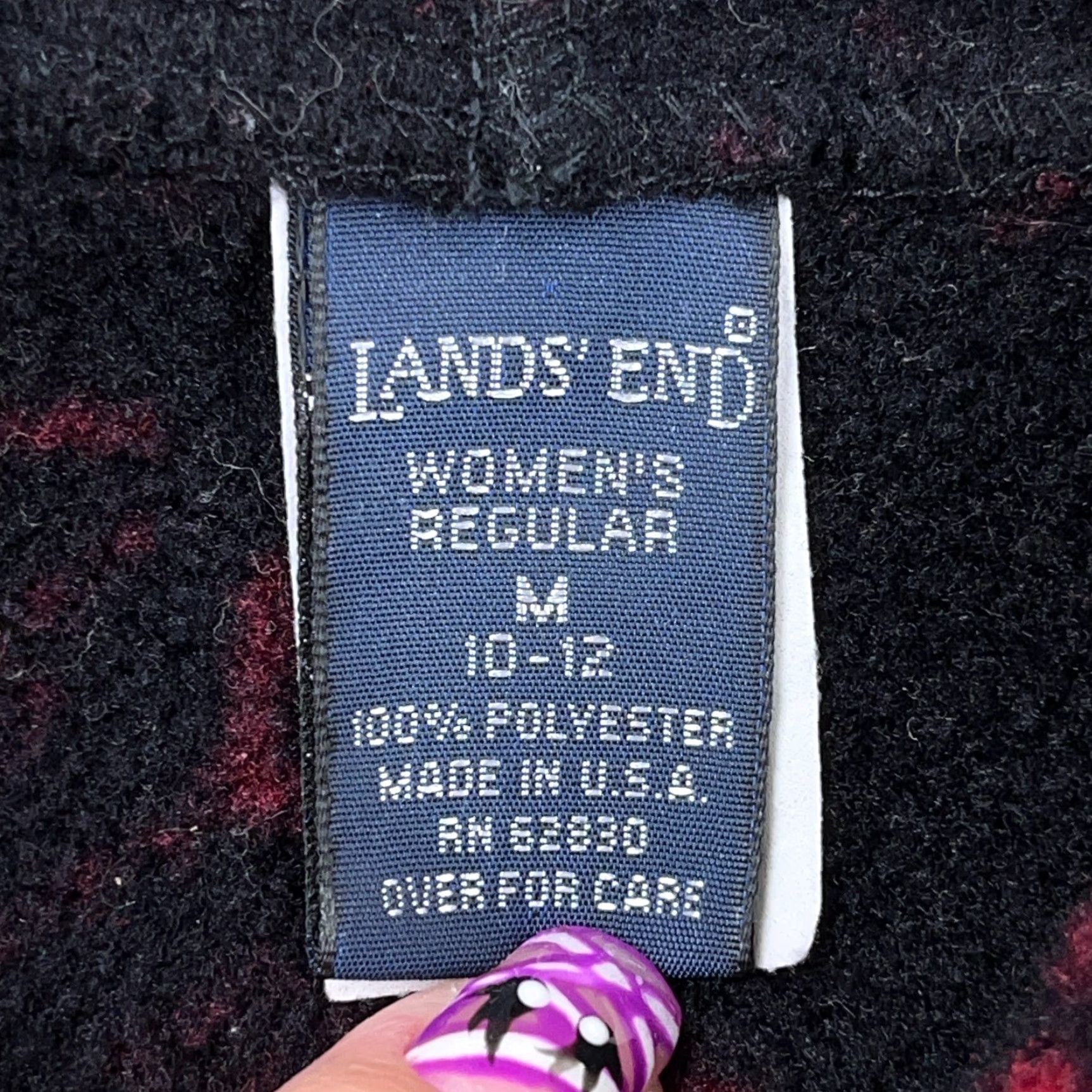 Lands' End VINTAGE Lands' End Jacket Women Medium Black Red Fleece Pullover Nordic USA 90s Size M / US 6-8 / IT 42-44 - 3 Thumbnail