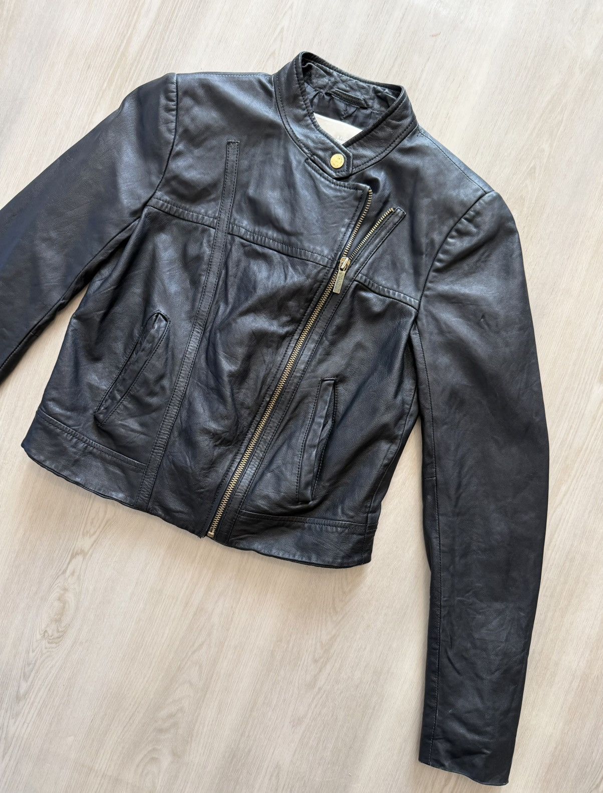 Michael Kors Michael Kors Lambskin Leather Moto Cafe Racer Jacket Sz XS Size XS / US 0-2 / IT 36-38 - 2 Thumbnail