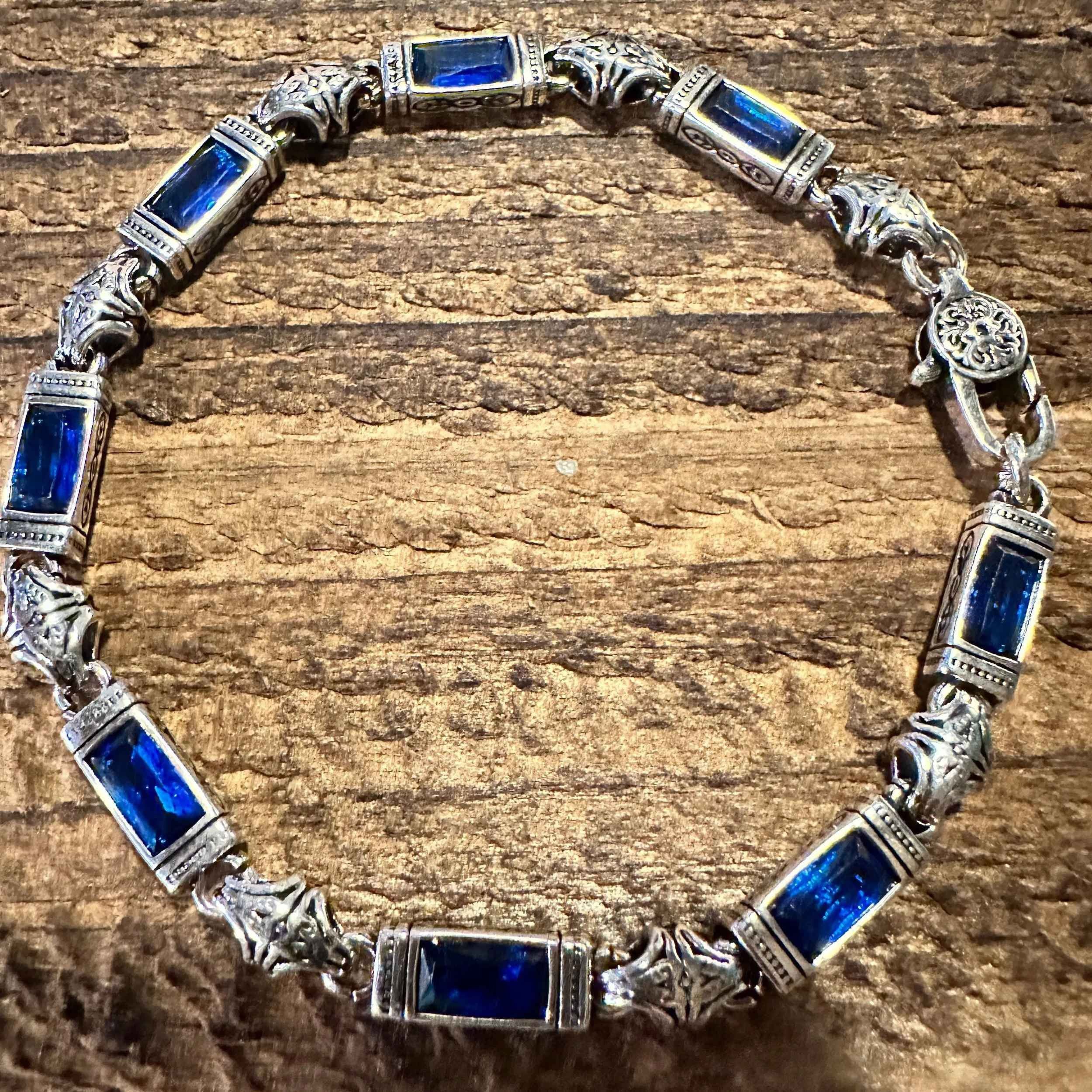Other Boho Chic Woven Link Blue Crystal CZ Silver Bracelet, Lobste Size ONE SIZE - 3 Thumbnail