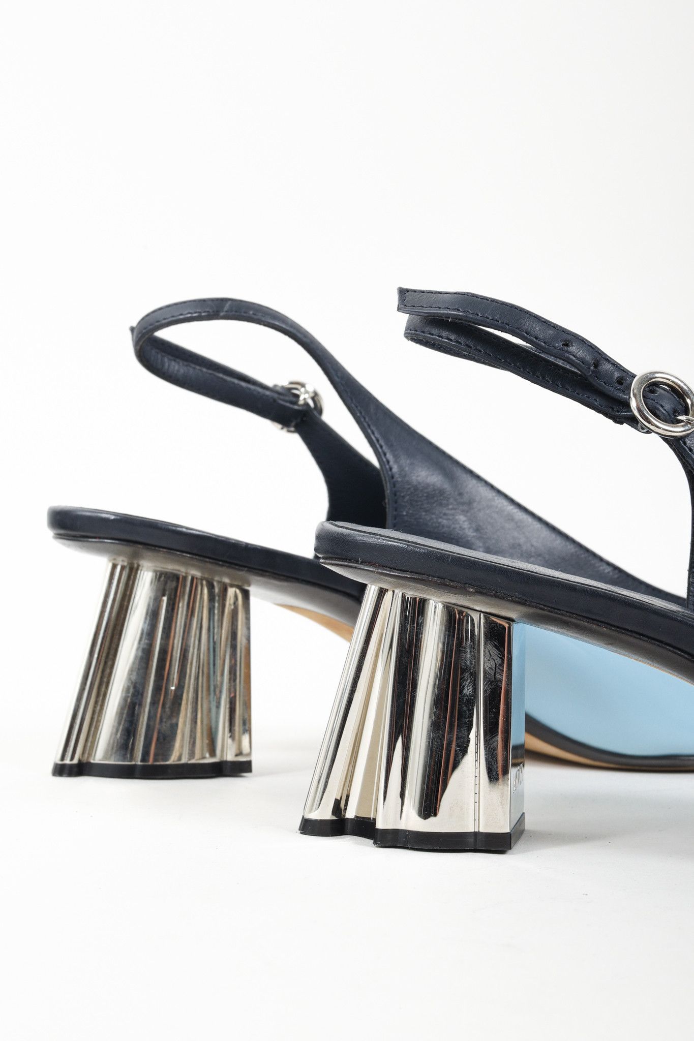 Lanvin Lanvin M&E Leather Slingback Heels Size US 8 / IT 38 - 9 Thumbnail