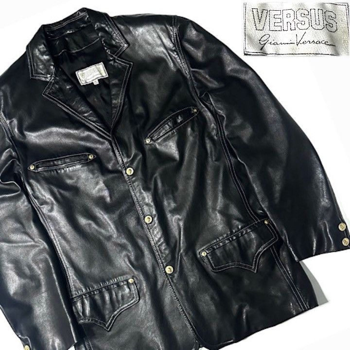 Versace 90s made in ITALY VERSUS VERSACE leather western jacket Size US L / EU 52-54 / 3 - 1 Thumbnail