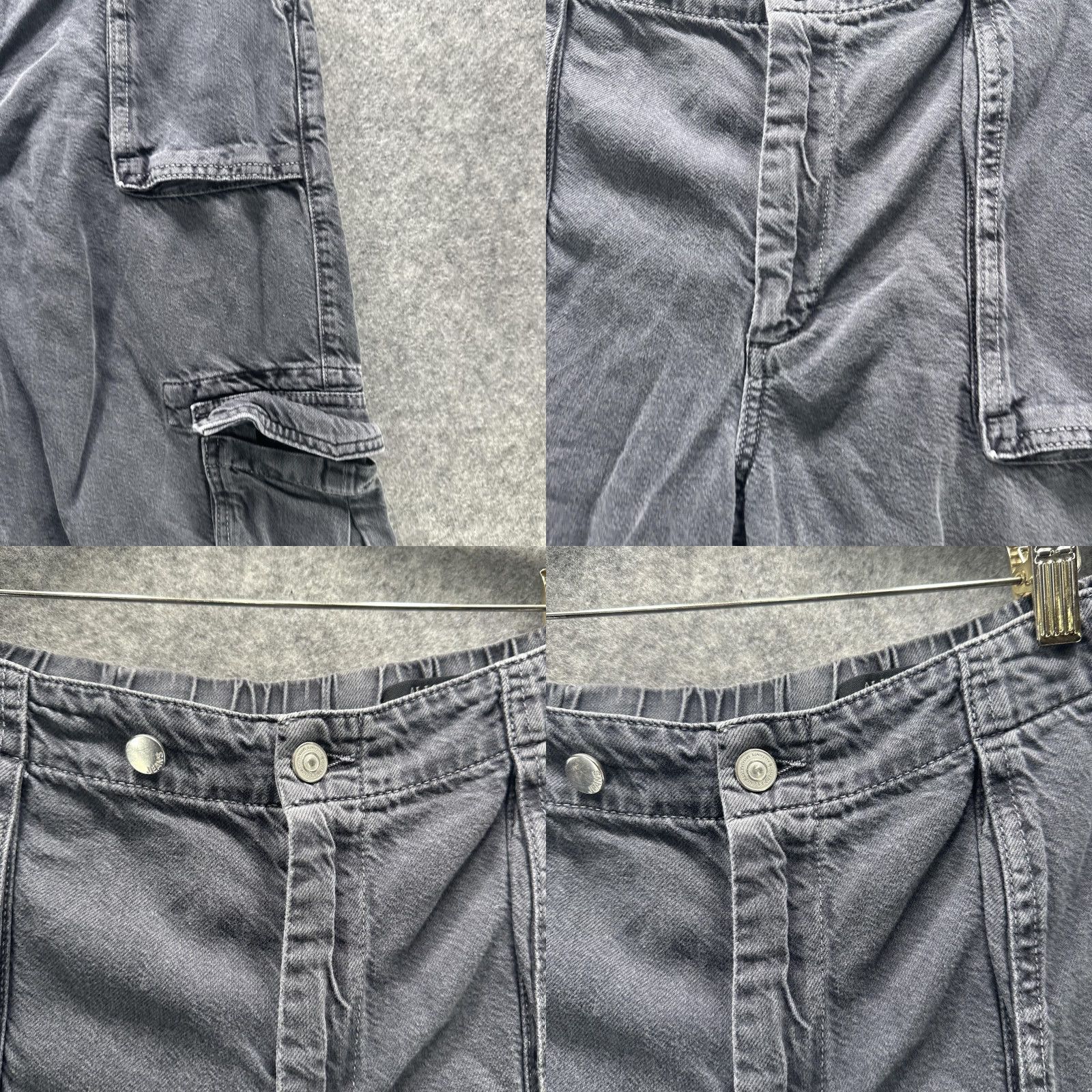Allsaints AllSaints Frieda Denim Cargo Jogger Trousers Womens 10 Gray Elastic Waist Pockets Tapered Cuffed Denim Casual Pants Size 32" / US 10 / IT 46 - 8 Thumbnail