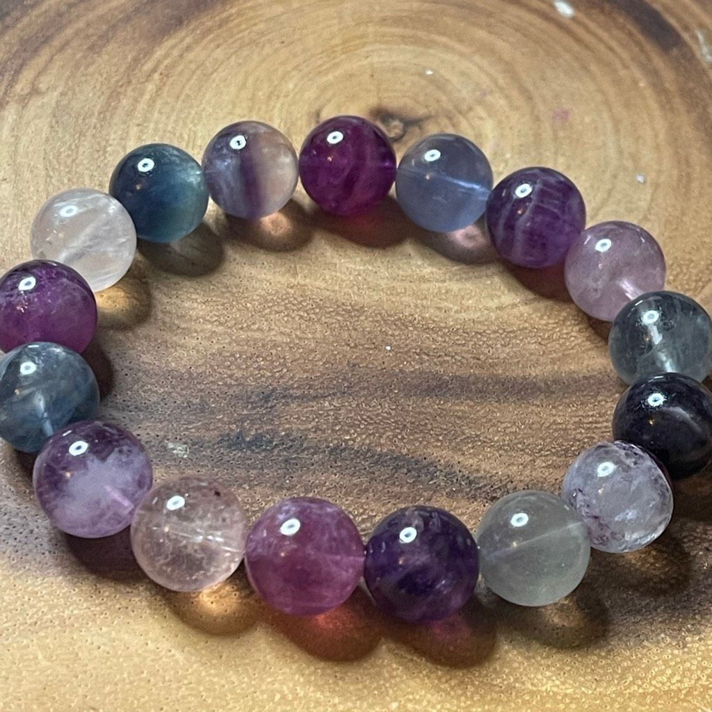 Other Fluorite bracelet striped layers rainbow colors stretch 12mm Size ONE SIZE - 2 Thumbnail