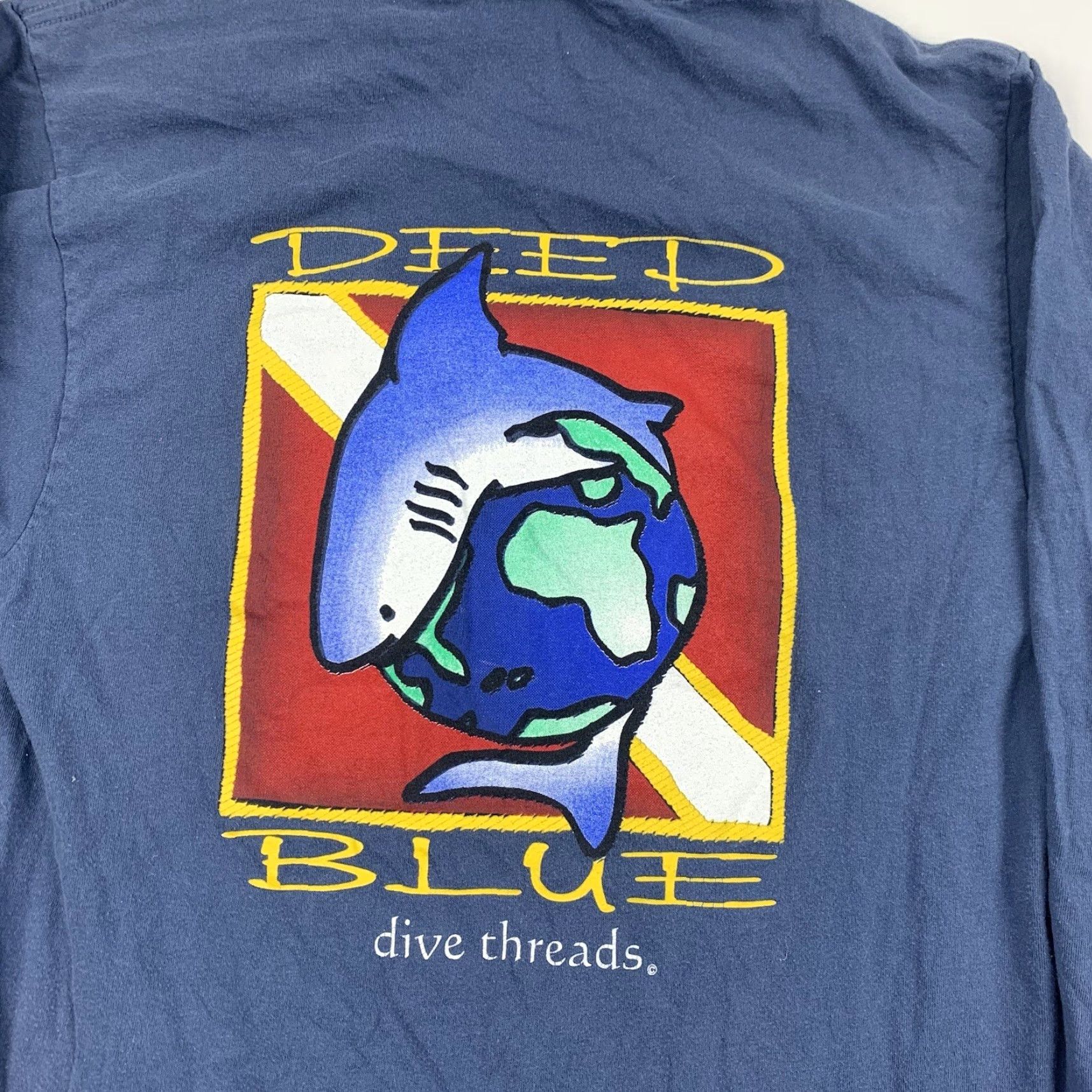 Vintage VINTAGE Deep Blue Dive Threads Long Sleeve Shirt Mens M Blue Ocean Shark 90s Theme Size US M / EU 48-50 / 2 - 2 Thumbnail