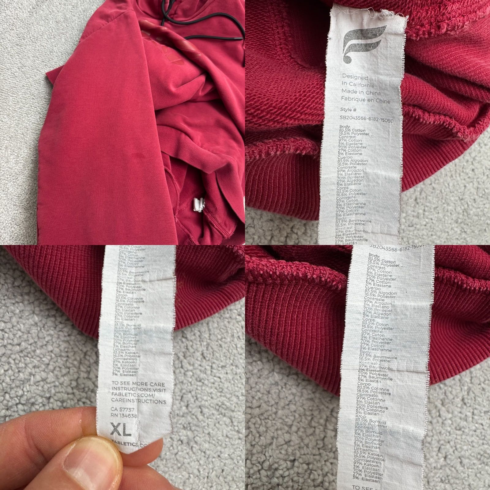 Fabletics Fabletics Courtside Hoodie Pullover Sweatshirt Men XL Red Pockets Logo Zip Hooded Size US XL / EU 56 / 4 - 8 Thumbnail