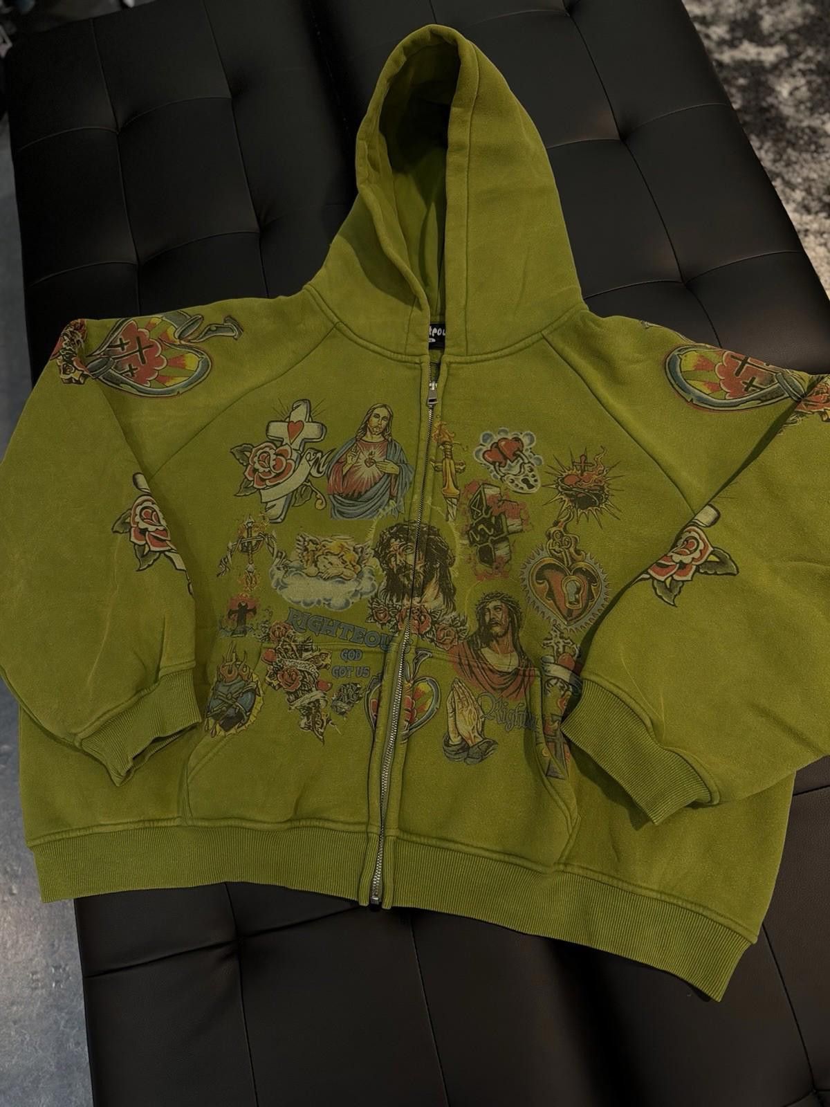 Other XL- We Are Righteous Green Zip Up Jesus Hoodie Size US XL / EU 56 / 4 - 2 Thumbnail