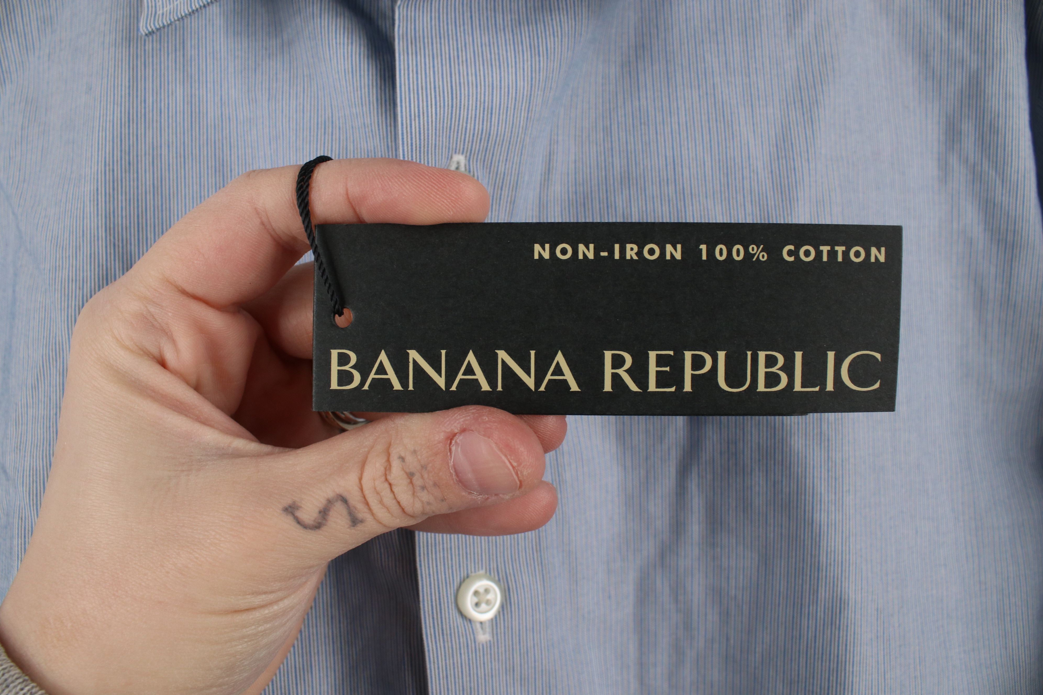 Banana Republic × Vintage New Banana Republic Striped Button Dress Shirt Blue Cotton Size US M / EU 48-50 / 2 - 4 Thumbnail