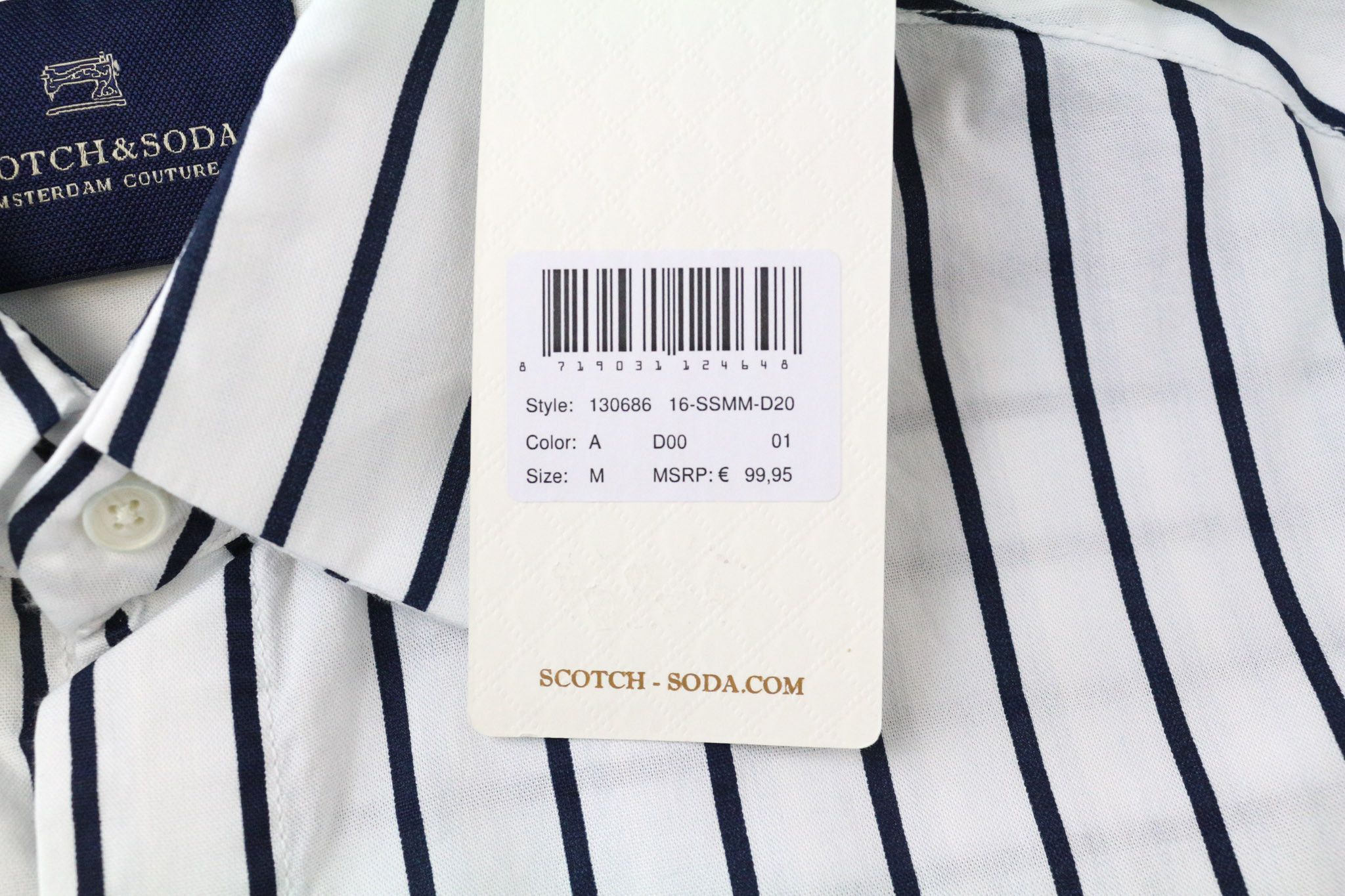 Scotch & Soda AMS COUTURE M Long Fit White Striped Cotton Shirt 75480 Size US M / EU 48-50 / 2 - 5 Thumbnail