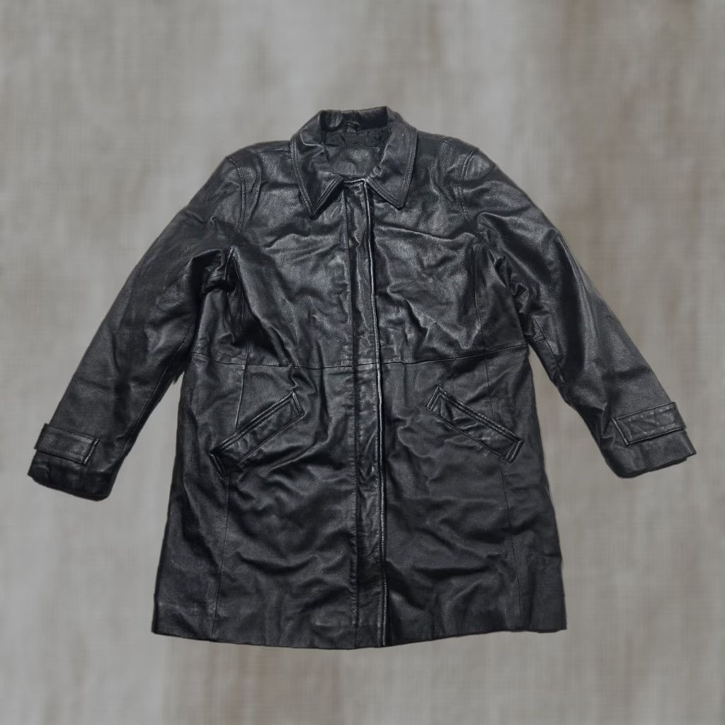 Ferrari Ferrari Women's Black Leather Jacket Full Zip Button Large L Size L / US 10 / IT 46 - 1 Thumbnail