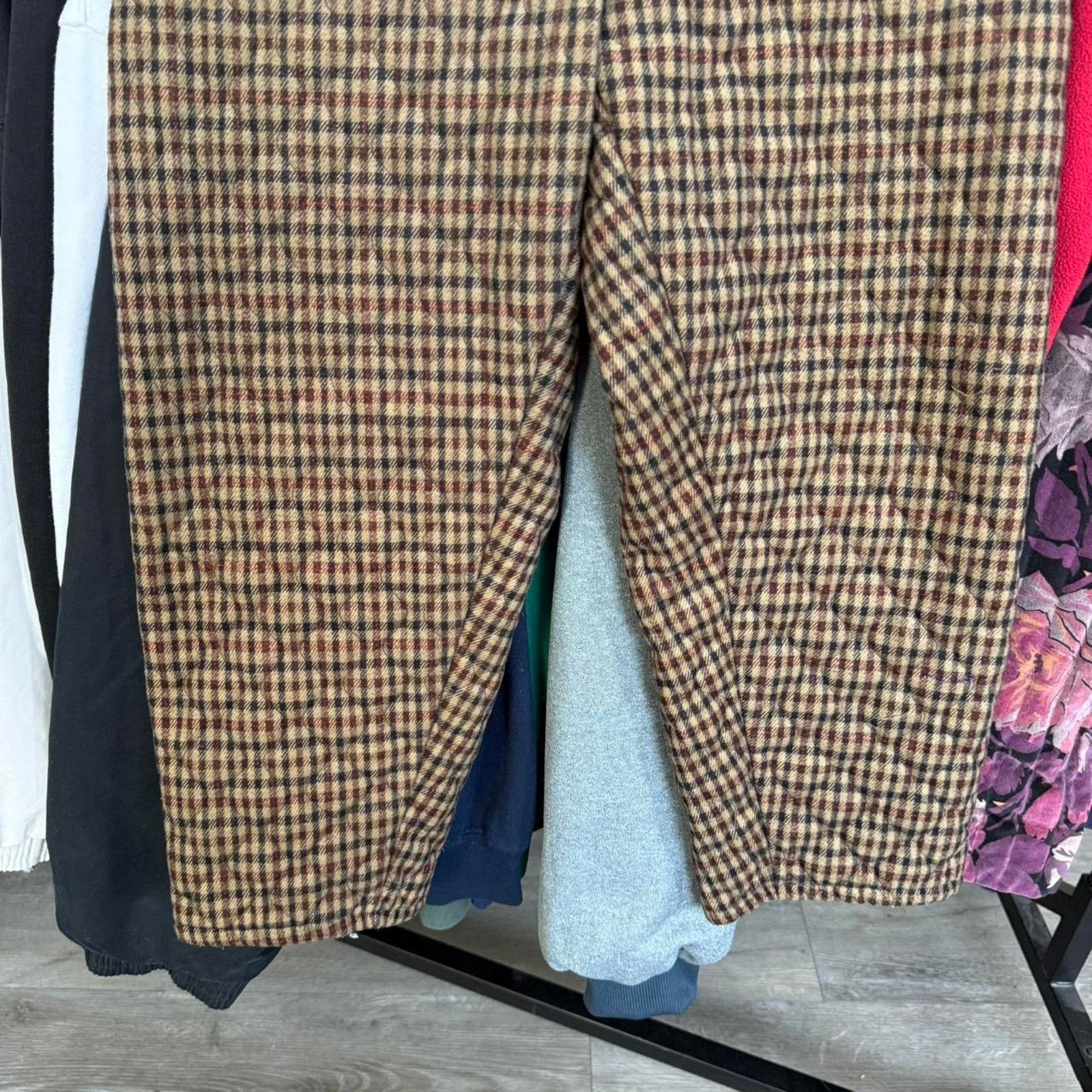 Other Vintage 70s or 80s Chinese Plaid Thick Pants, Super Unique Size US 28 / EU 44 - 3 Thumbnail