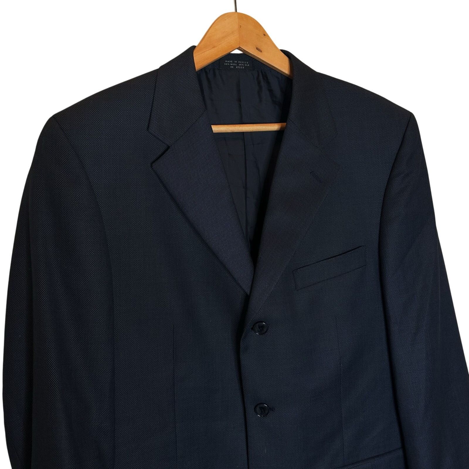 Donald Trump Donald J. Trump Navy Blue Blazer Mens Wool Silk Blend 40R Size 40R - 3 Thumbnail