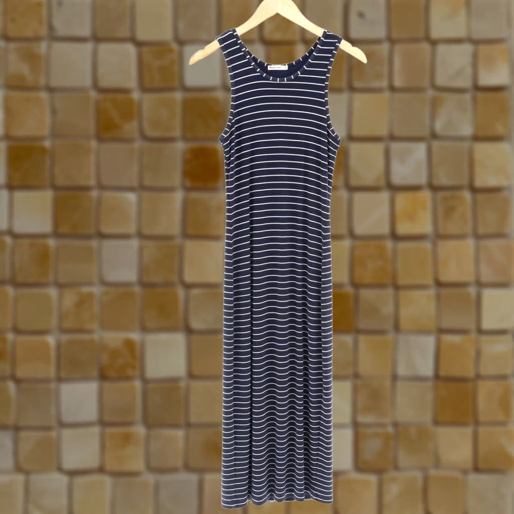 Marine Layer Marine Layer Striped Midi Dress Knit Coastal Nautical Navy Sz M Women Size M / US 6-8 / IT 42-44 - 1 Thumbnail