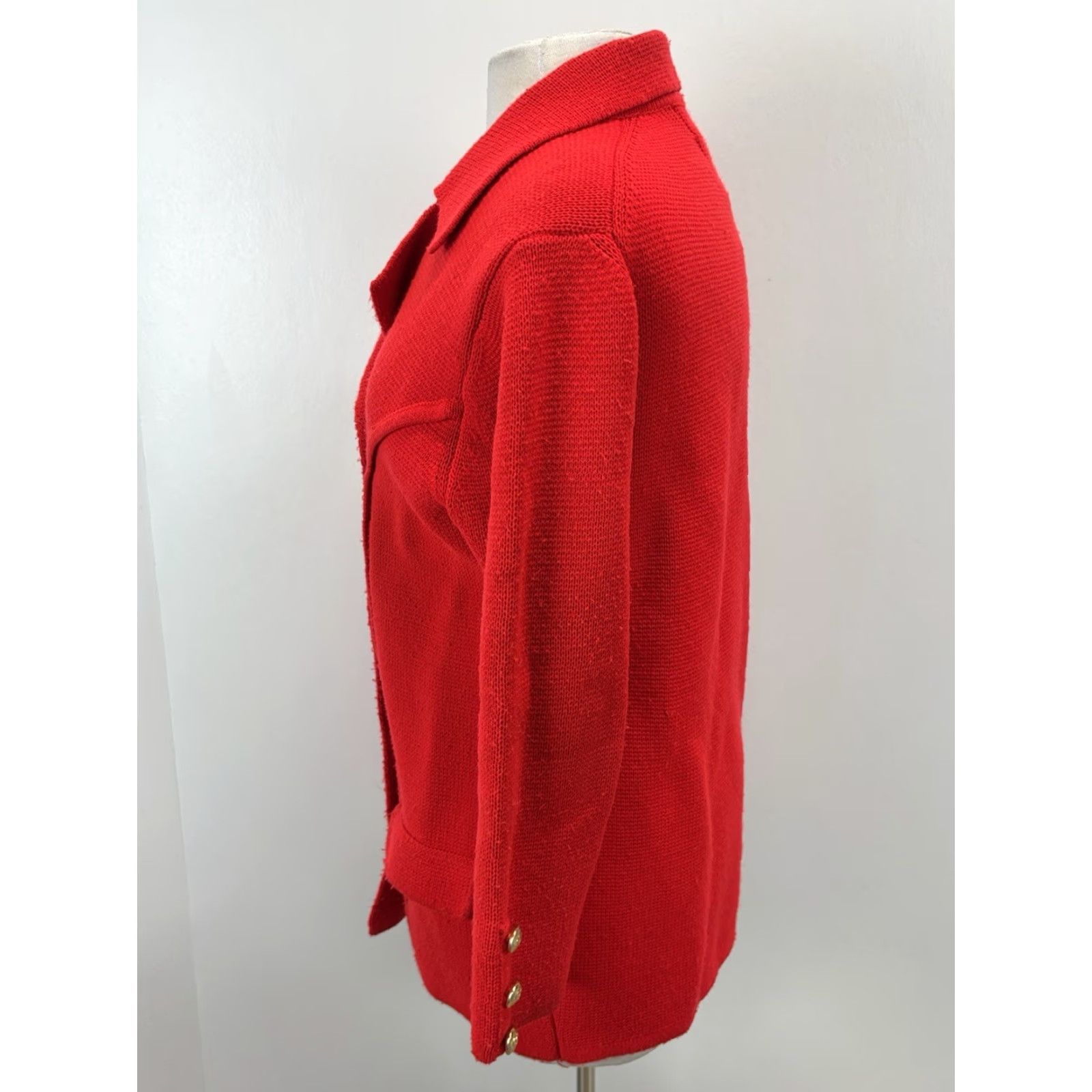 Doublet VINTAGE Lilly Of California Cardigan Knit Sweater Blazer Large Red Women Size L / US 10 / IT 46 - 2 Thumbnail