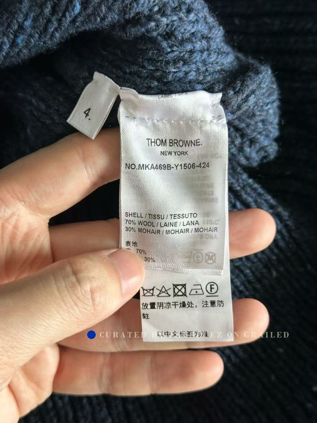 Thom Browne Thom Browne Blue Cable Knit Wool Sweater Size US XL / EU 56 / 4 - 4 Thumbnail