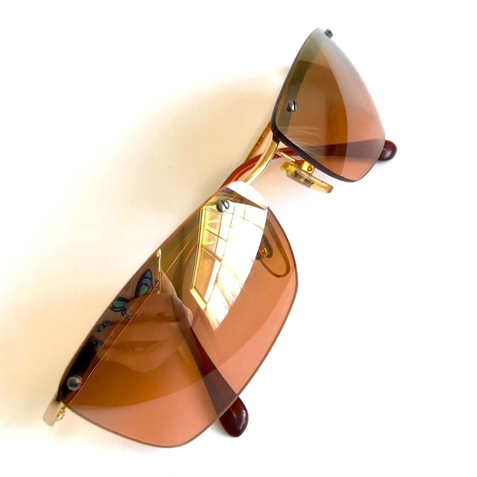 Moschino MOSCHINO 1990's Rimless Iridescent ROSE GOLD Sunglasses Size ONE SIZE - 5 Thumbnail