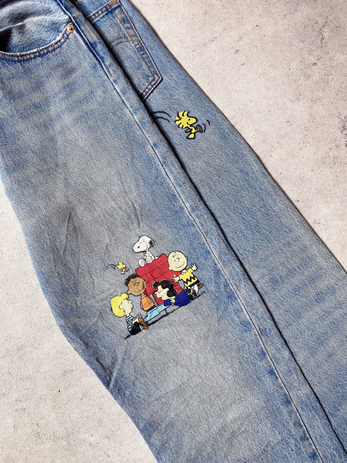 Levi's Levis 501 x Peanuts Snoopy Light Blue Jeans Size 28" / US 6 / IT 42 - 7 Thumbnail