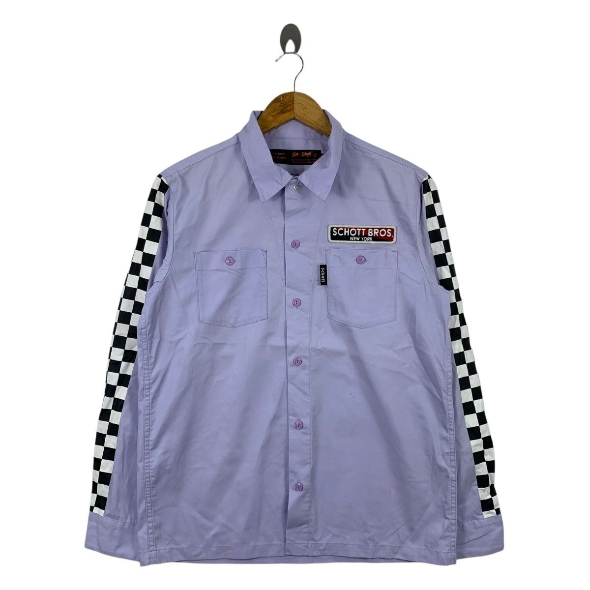 Vintage SCHOTT BROS NYC Racing Motosport Button Up Shirt