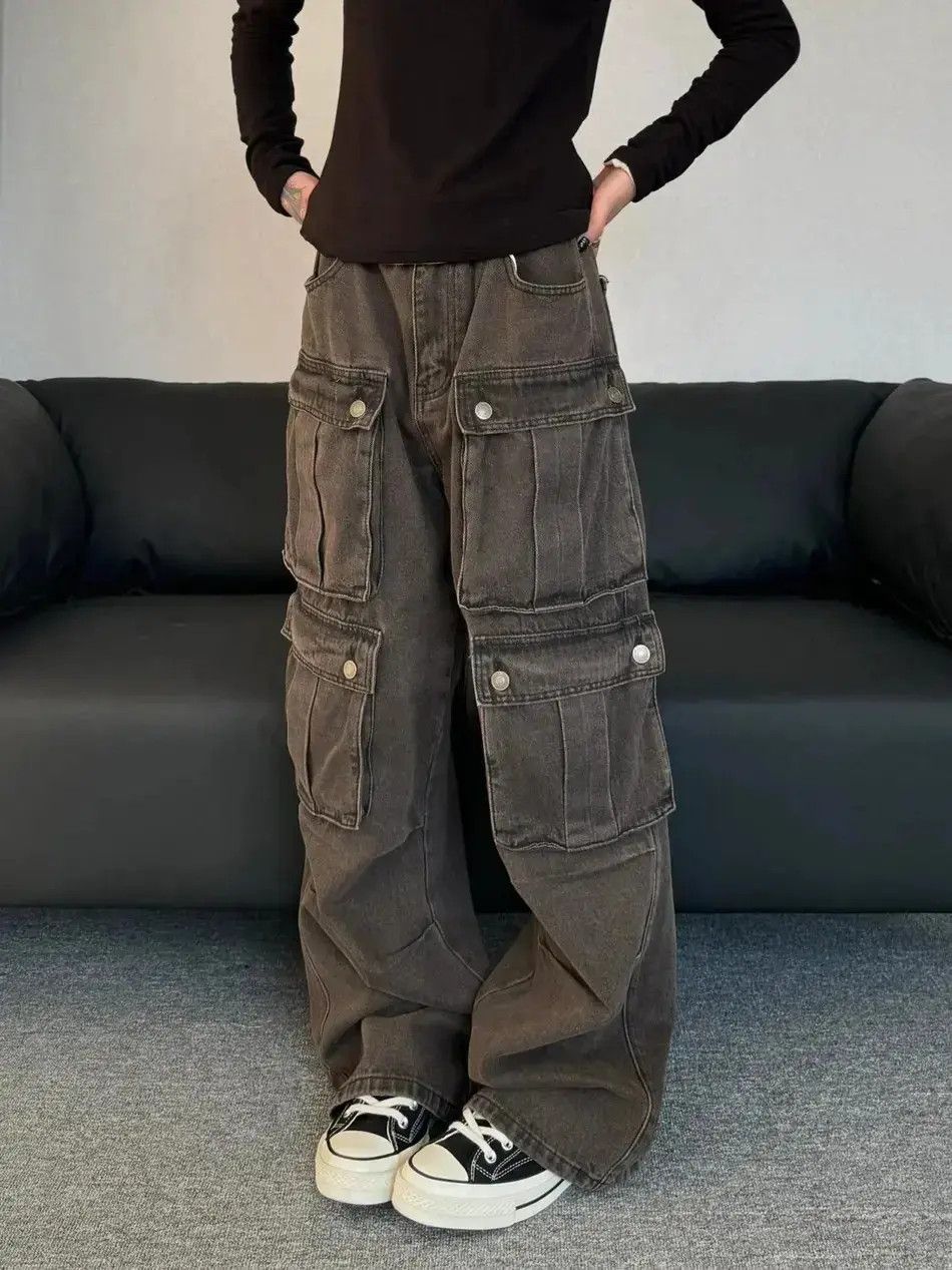 Japanese Brand Retro washed multi pocket jeans Size US 32 / EU 48 - 1 Thumbnail