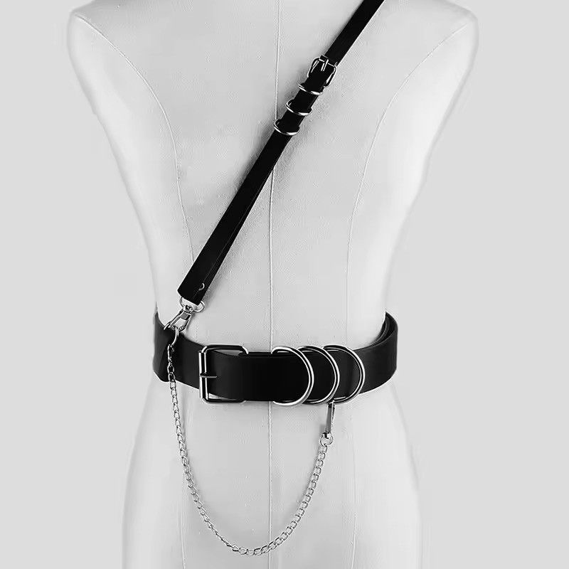 Other Black Pu Leather Harness Waist Belt Size ONE SIZE - 3 Thumbnail