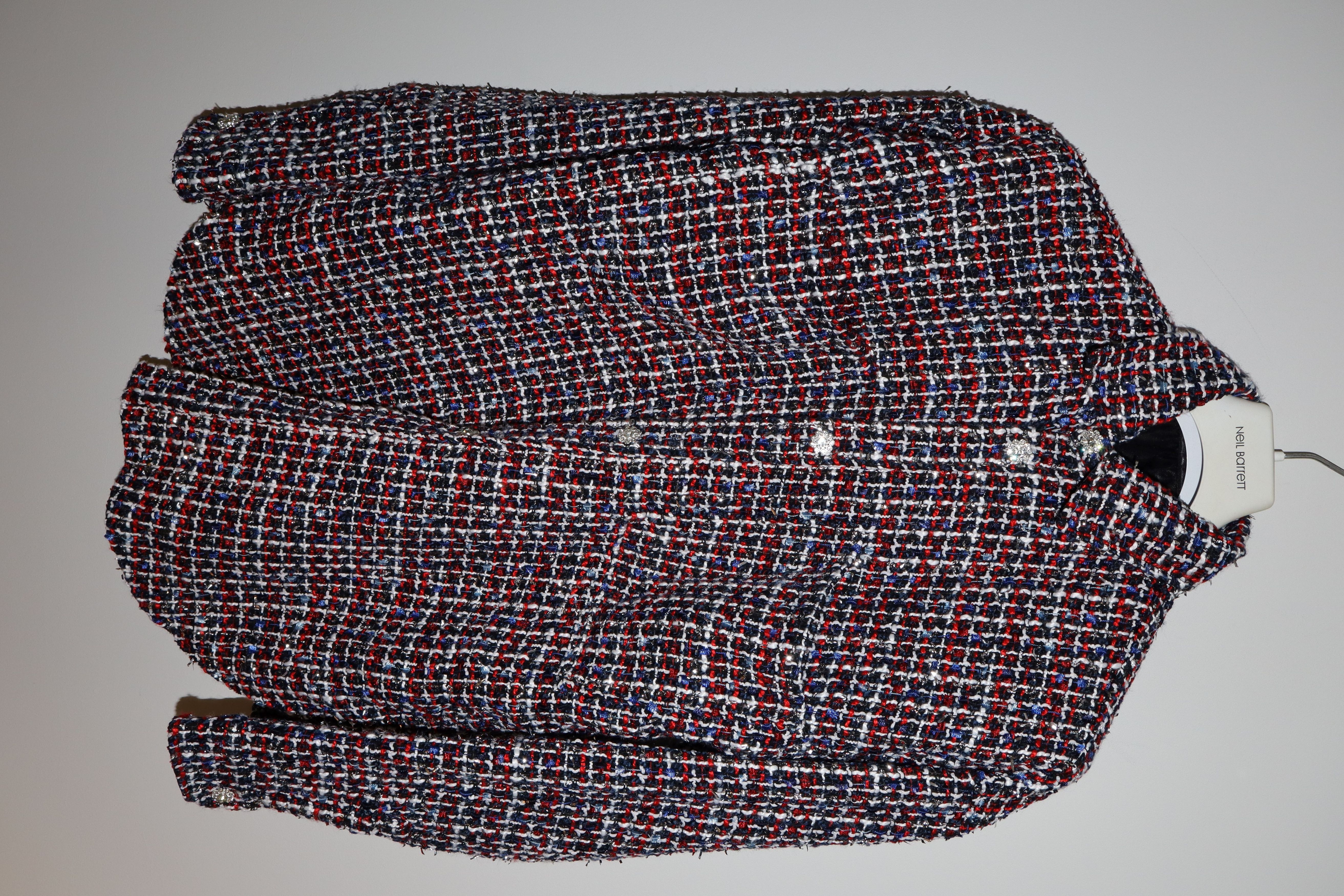 image of Faith Connexion Oversized Tweed Jewel Shirt, Men's (Size XS)