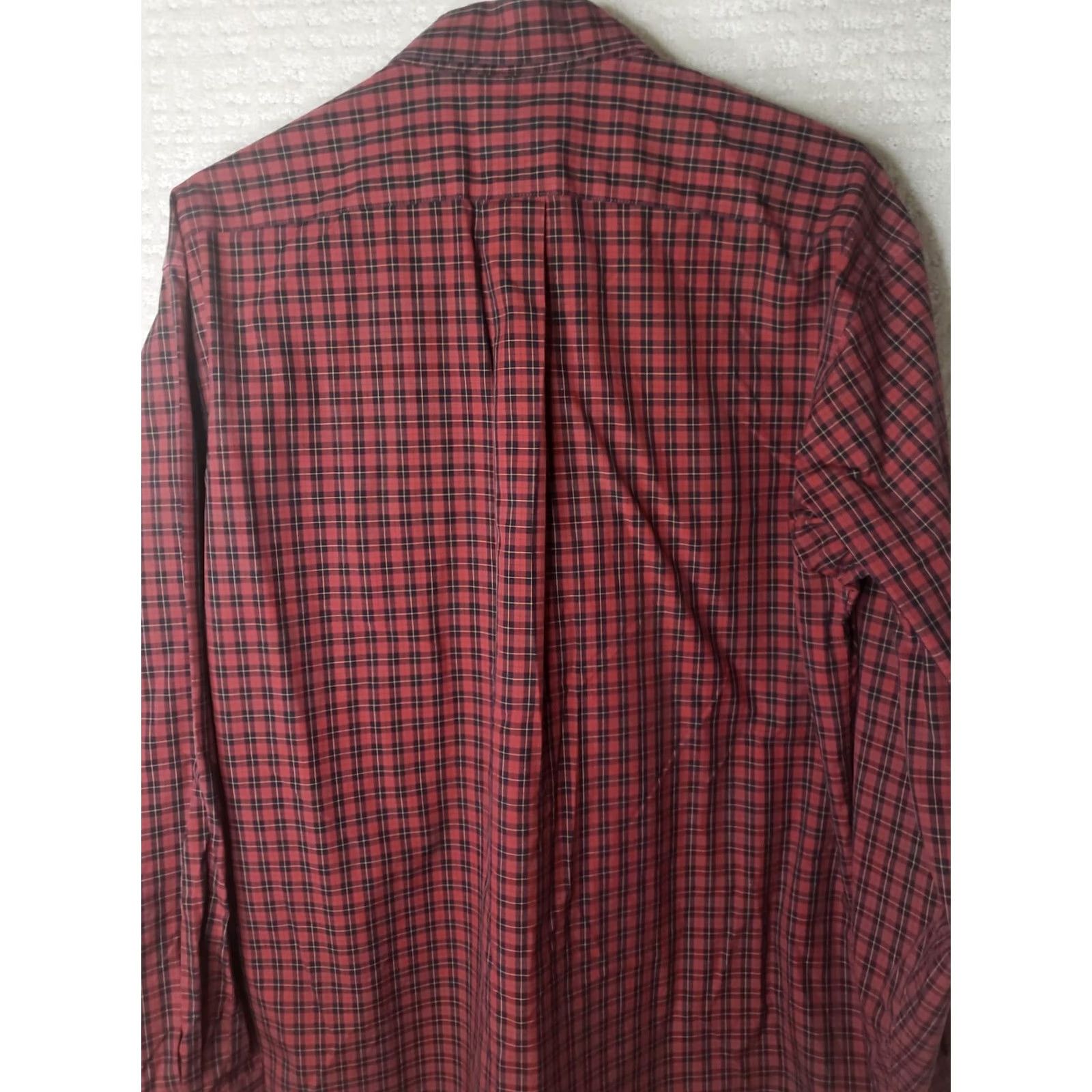 Vintage LL Bean Shirt Mens L/S Button-Up Plaid Red Black Yellow Wrinkle Resistant M-Regular Vintage No Size US M / EU 48-50 / 2 - 7 Thumbnail