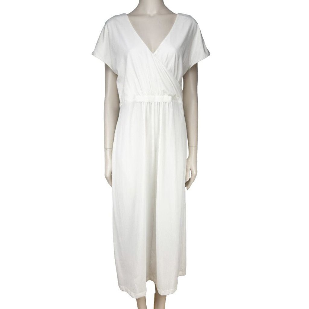 ADAM ET ROPE ADAY Minimalist Multiway White Maxi Dress with Black Belt S Size S / US 4 / IT 40 - 6 Thumbnail