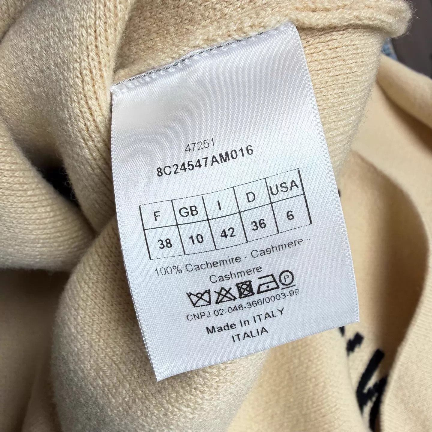 Dior Christian Dior Beige Logo-Stripe Cashmere Pullover Size S / US 4 / IT 40 - 6 Thumbnail