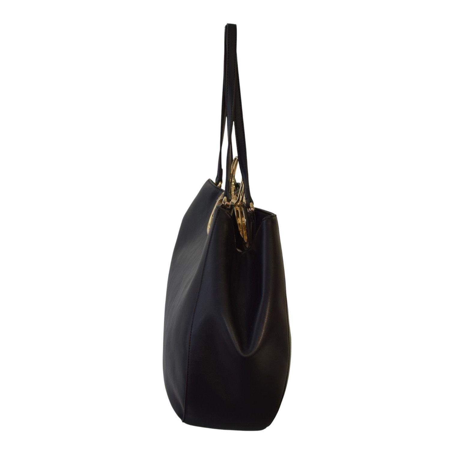 TWINSET Twinset Milano shopper 'Lila' Oval T handle Black Leather To Size ONE SIZE - 5 Thumbnail