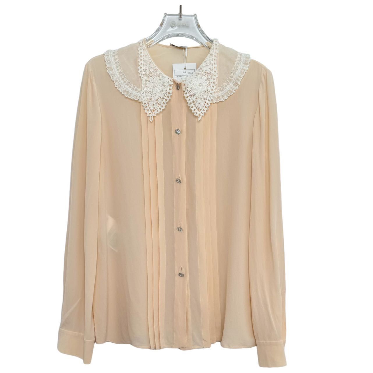 Miu Miu Miu Miu Pink Lace Layered Collar Sun Protection Shirt K26WX Size M / US 6-8 / IT 42-44 - 1 Thumbnail