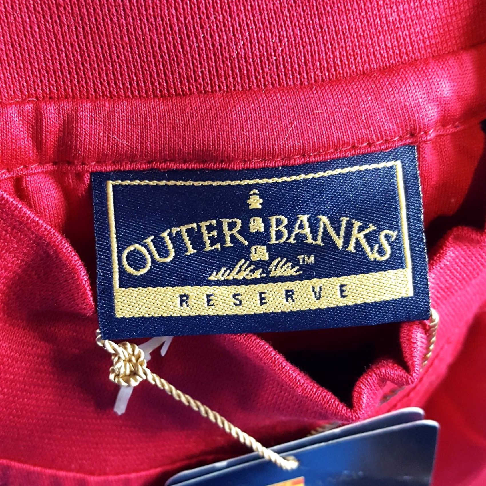 Vintage Outer Banks T-Shirt Short Sleeve Red Mens S Mock Turtle Neck 90s 00s Vintage Cotton Embroidered Logo Shirt Size 36R - 6 Thumbnail