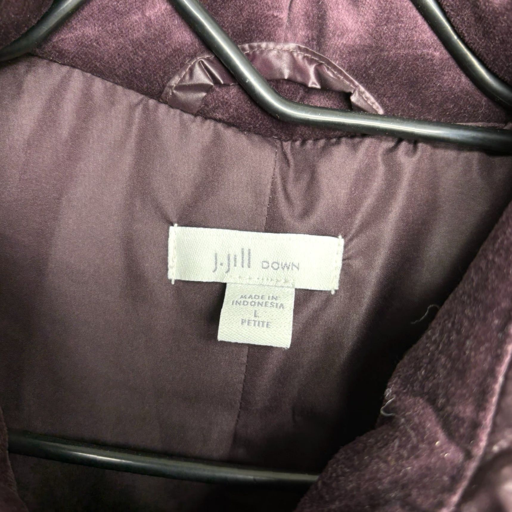 J. Jill J.Jill Down Puffer Vest Womens Large Petite Full Zip Hooded Quilted Purple Size L / US 10 / IT 46 - 3 Thumbnail