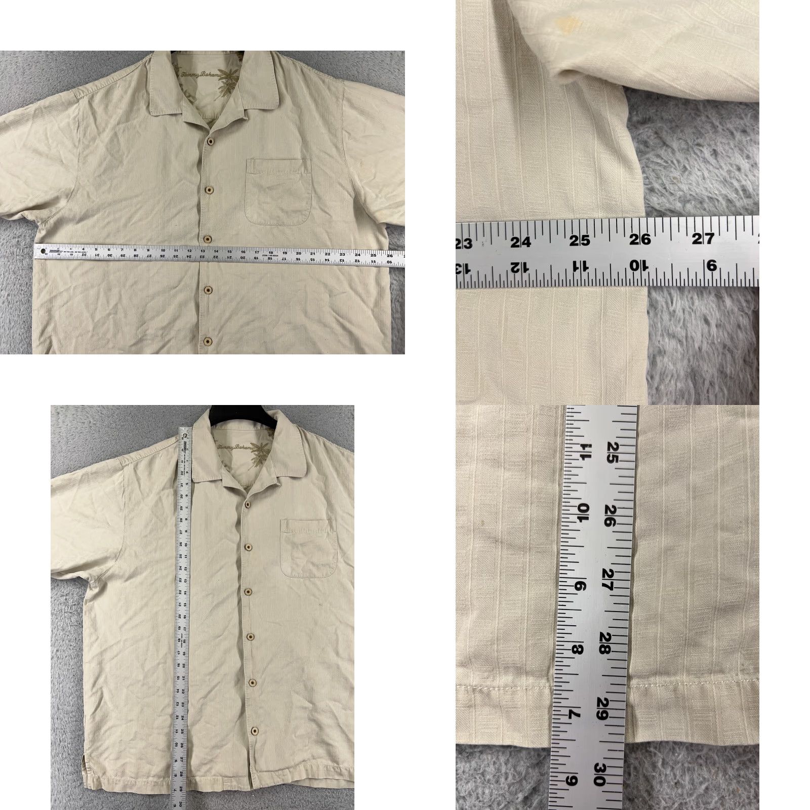 Tommy Bahama Tommy Bahama Shirt Men XL Beige Stripe 100% Silk Button Up Casual Hawaii Aloha Resort Beach Shirt Size US XL / EU 56 / 4 - 8 Thumbnail