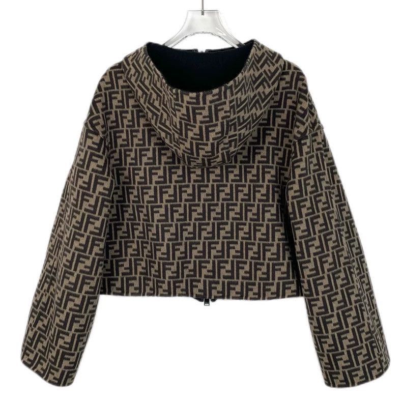 Fendi Fendi Brown Logo DoubleSided Hooded Jacket Size US M / EU 48-50 / 2 - 2 Thumbnail