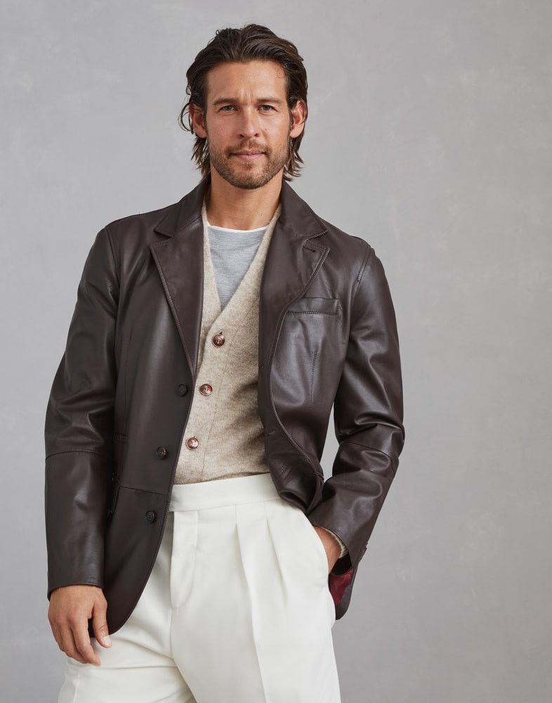 o1w1db10825 Leather Jacket in Brown