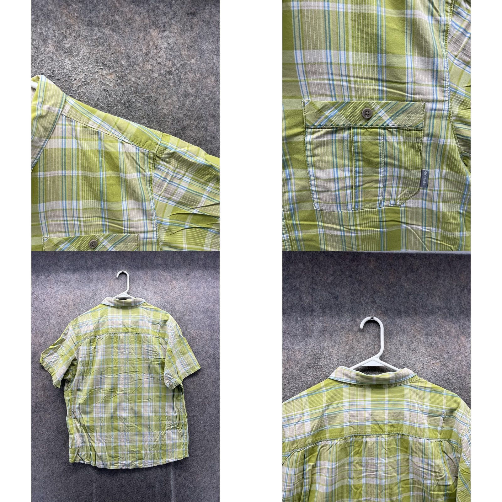 Vintage Columbia Shirt Mens Large Green Plaid Short Sleeve Button Front Casual Woven Size US L / EU 52-54 / 3 - 8 Thumbnail