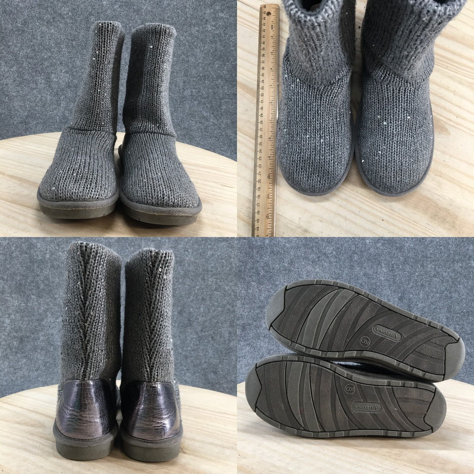 Vintage Arizona Boots Womens 9 Mid Calf Winter Snow Boot Grey Fabric Round Toe Flats Shoes Size US 9 / IT 39 - 8 Thumbnail