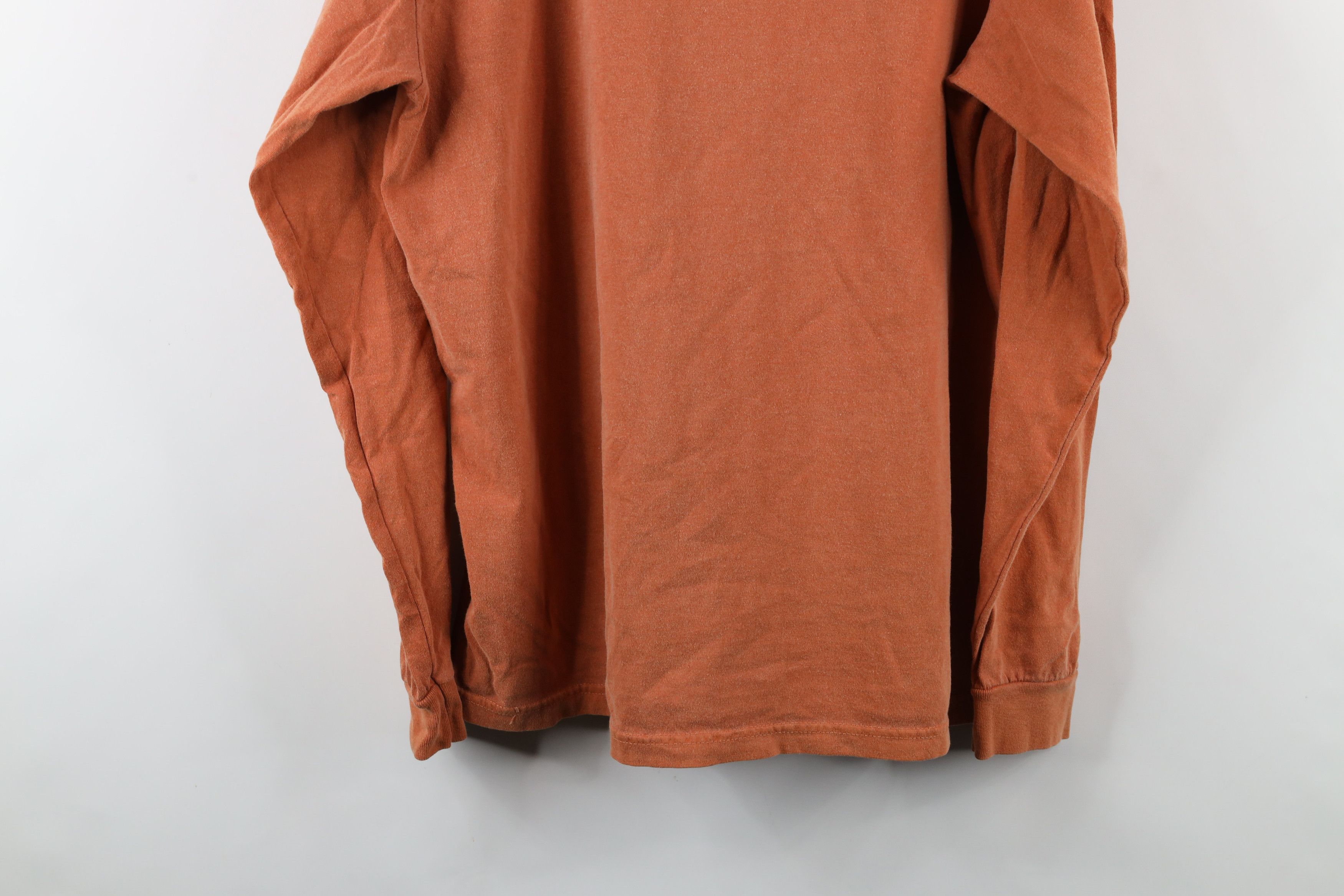 Vintage Vintage 90s Streetwear Stonewash Long Sleeve T-Shirt Orange Size US L / EU 52-54 / 3 - 11 Thumbnail