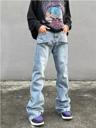 Japanese Brand Zipper Retro Baggy Jeans Size US 34 / EU 50 - 3 Thumbnail