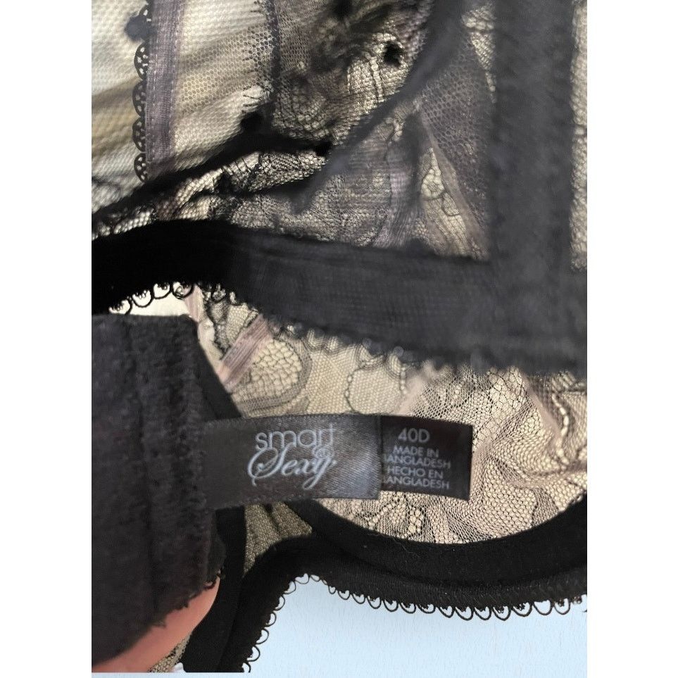 Unknown London New Smart and Sexy Black Beige Bra Lacy Signature Lace 40D Size ONE SIZE - 5 Thumbnail