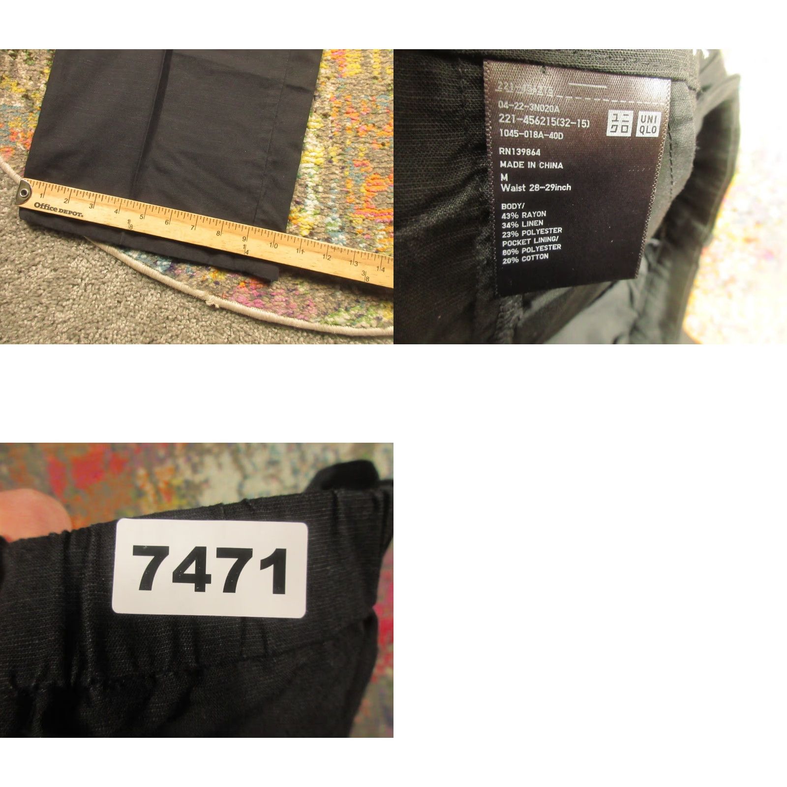 Uniqlo Uniqlo Linen Blend Dress Pants Womens M Black Wide Leg Pockets Office Retro EUC Size 32" / US 10 / IT 46 - 8 Thumbnail